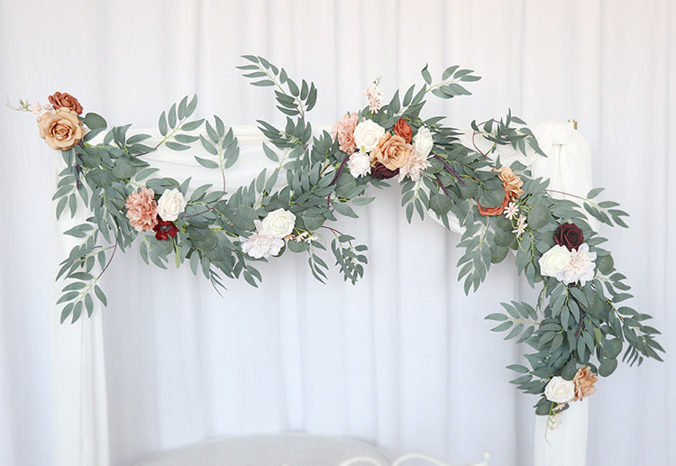 Bulk 6 Feet Eucalyptus Artificial Wedding Garland with Terracotta Flowers Wholesale