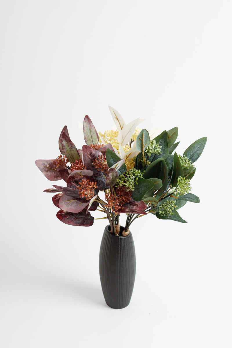 AM Basics Artificial Eucalyptus Small Bouquet with Fruits 15 Inch