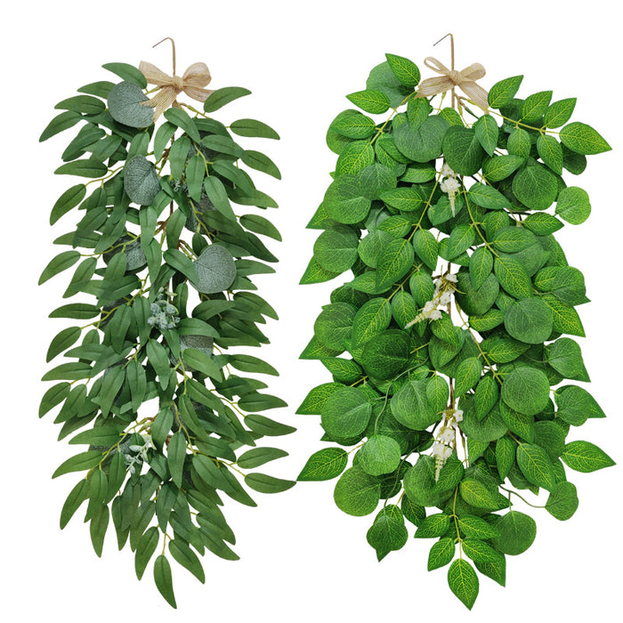 Colgante de eucalipto artificial al por mayor, adorno colgante de hojas de glicinia verde, 26 pulgadas 