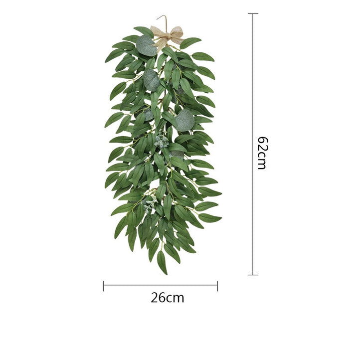 Colgante de eucalipto artificial al por mayor, adorno colgante de hojas de glicinia verde, 26 pulgadas 
