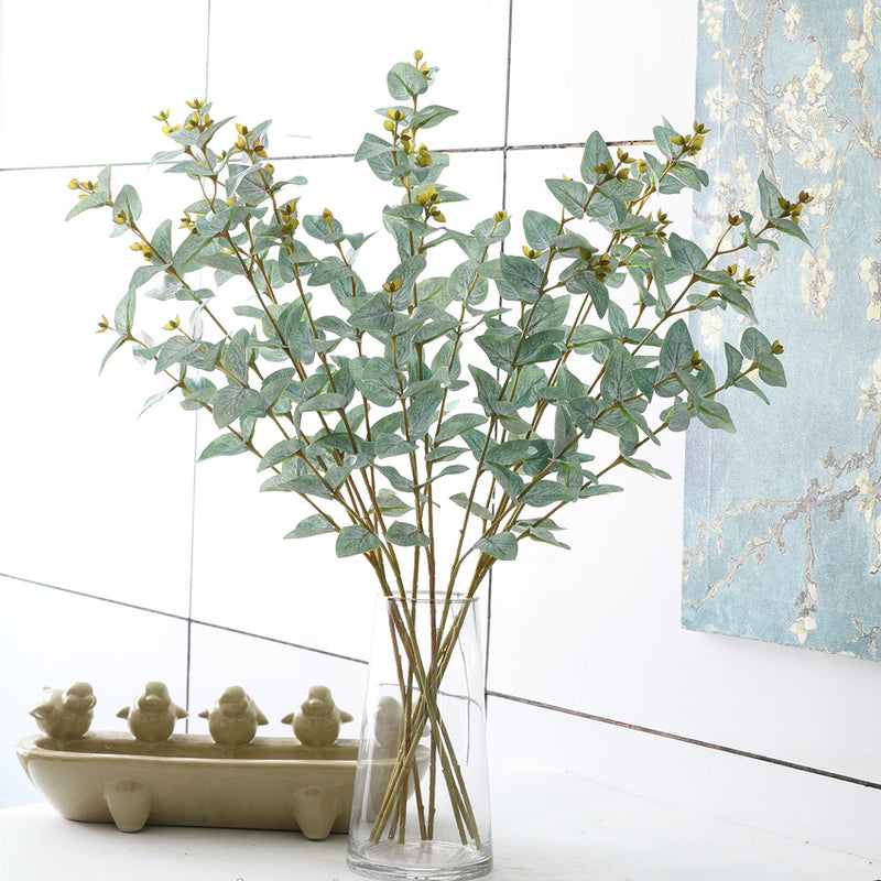 Tallos de eucalipto Real Touch de 25 "a granel con plantas artificiales de frutas al por mayor