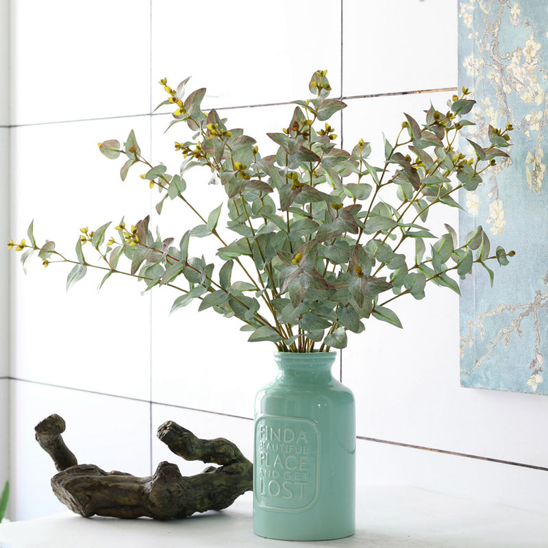 Tallos de eucalipto Real Touch de 25 "a granel con plantas artificiales de frutas al por mayor