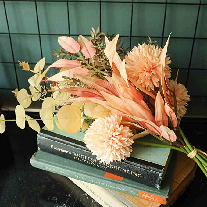 Bouquet de fleurs roses artificielles en vrac de 17 pouces pour centres de table en gros 