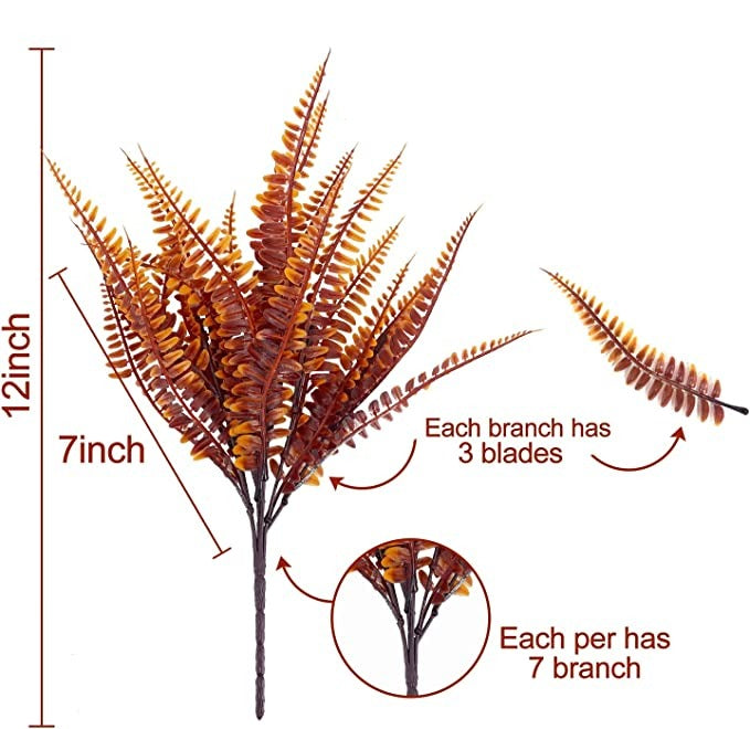 Bulk 12" Boston Fern Bush for Outdoors Artificial Fall Plants Outdoor UV Resistant Wholesale