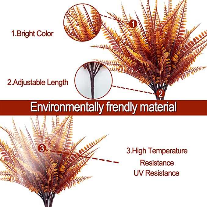 Bulk 12" Boston Fern Bush for Outdoors Artificial Fall Plants Outdoor UV Resistant Wholesale