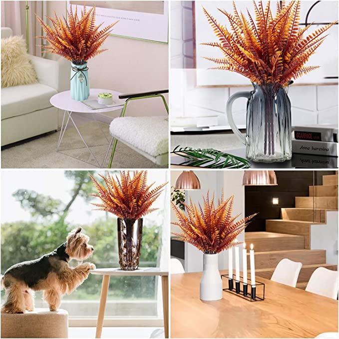 Bulk 12" Boston Fern Bush for Outdoors Artificial Fall Plants Outdoor UV Resistant Wholesale