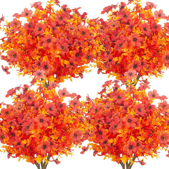 Bulk 16" Autumn Poplar Plants Bush Shrubs UV Resistant Artificial Plants Orange Wholesale