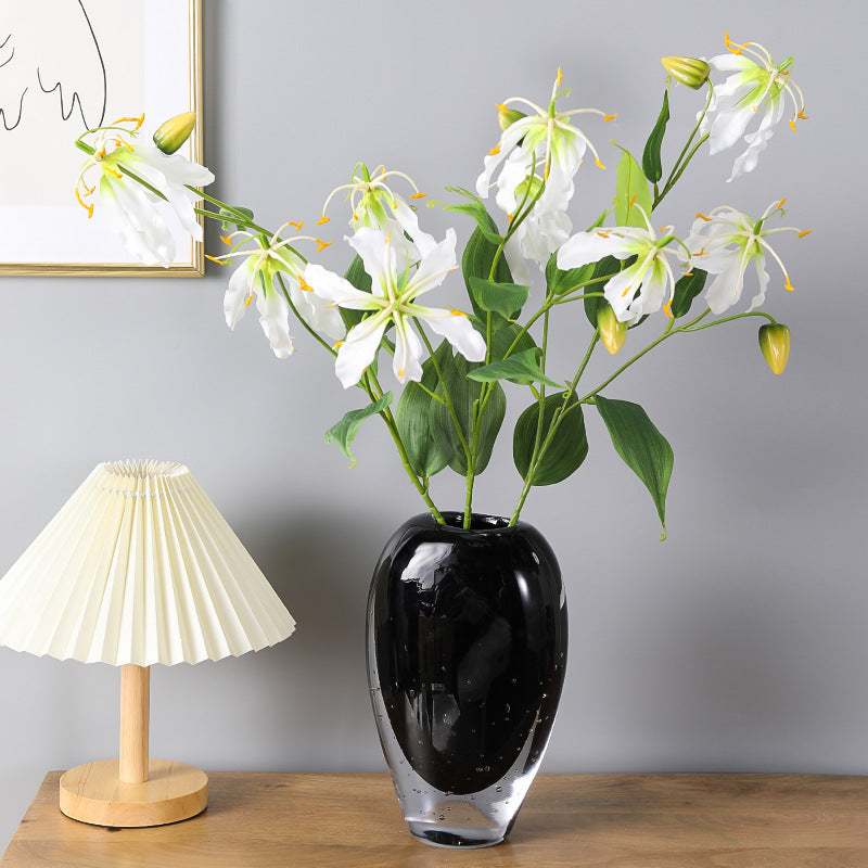 Tige de Gloriosa en vrac de 31 po avec feuilles Fleurs artificielles en gros 