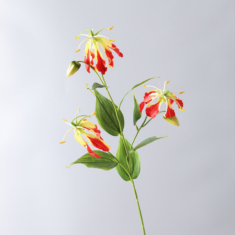 Tige de Gloriosa en vrac de 31 po avec feuilles Fleurs artificielles en gros 
