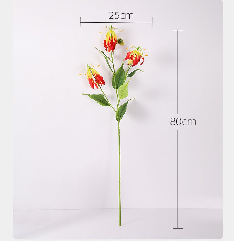 Tige de Gloriosa en vrac de 31 po avec feuilles Fleurs artificielles en gros 