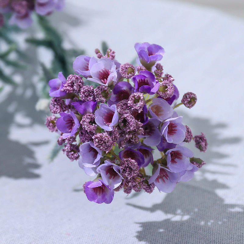 Fleur artificielle floquée en vrac Sweet Alyssum Décoration de fête de mariage à la maison en gros 