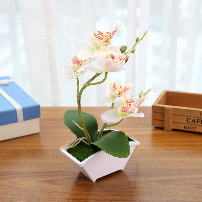 Bonsái de flor de orquídea artificial a granel en maceta al por mayor 