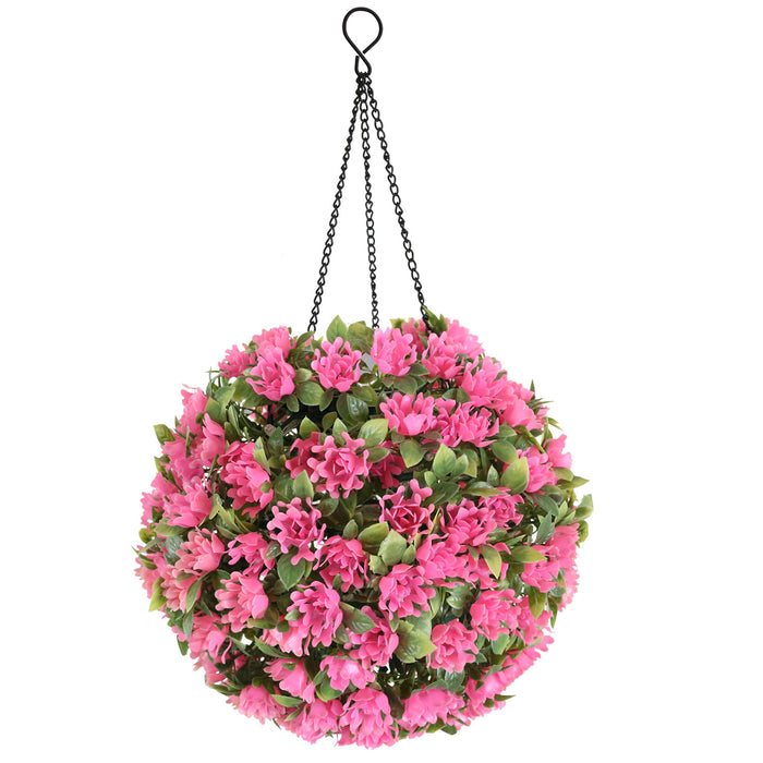 Bulk 17.7" Artificial Flower Solar Led Topiary Ball Flowers Spheres Hanging Garden Outdoor Decor Wholesale