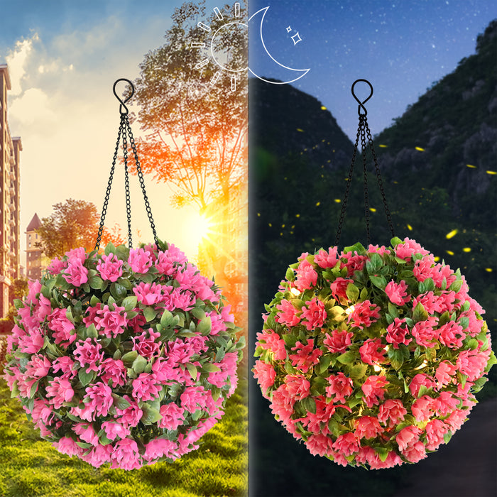 A granel 17,7 "flor artificial Solar Led Topiary bola luces colgante jardín decoración al aire libre al por mayor 