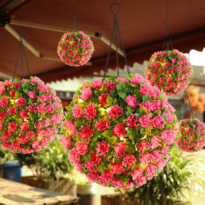 A granel 17,7 "flor artificial Solar Led Topiary bola luces colgante jardín decoración al aire libre al por mayor 