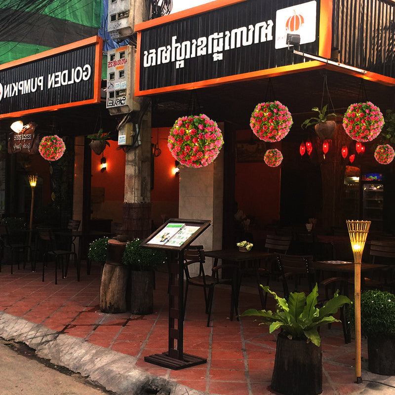 A granel 17,7 "flor artificial Solar Led Topiary bola luces colgante jardín decoración al aire libre al por mayor 