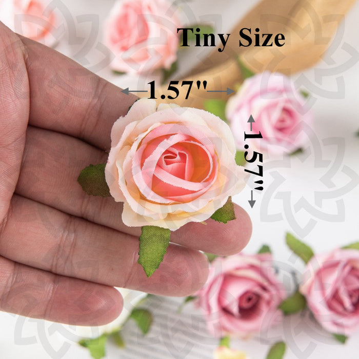 A granel, 10 Uds., cabezas de rosas de tamaño pequeño de 1,5 "para manualidades, flores de seda, venta al por mayor