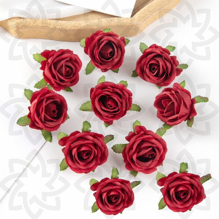 A granel, 10 Uds., cabezas de rosas de tamaño pequeño de 1,5 "para manualidades, flores de seda, venta al por mayor