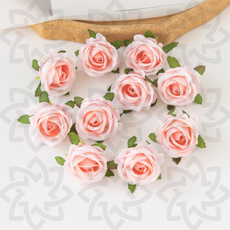 A granel, 10 Uds., cabezas de rosas de tamaño pequeño de 1,5 "para manualidades, flores de seda, venta al por mayor