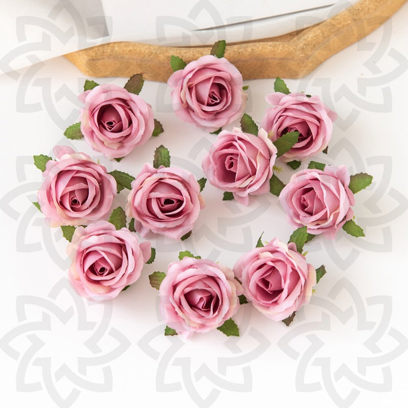 A granel, 10 Uds., cabezas de rosas de tamaño pequeño de 1,5 "para manualidades, flores de seda, venta al por mayor