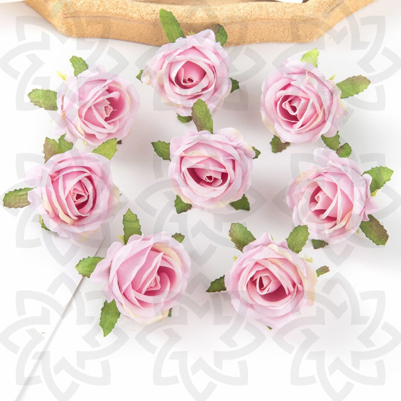 A granel, 10 Uds., cabezas de rosas de tamaño pequeño de 1,5 "para manualidades, flores de seda, venta al por mayor