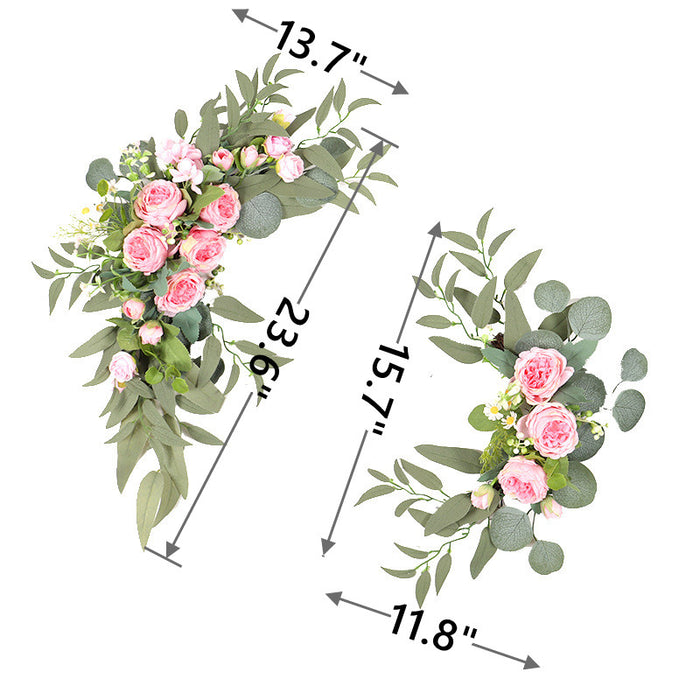 Bulk Set of 2 Rose Peony Flower Sunflower Swag Arrangements for Wedding Party Welcome Ceremony Sign and Reception Floral Decoration Wholesale