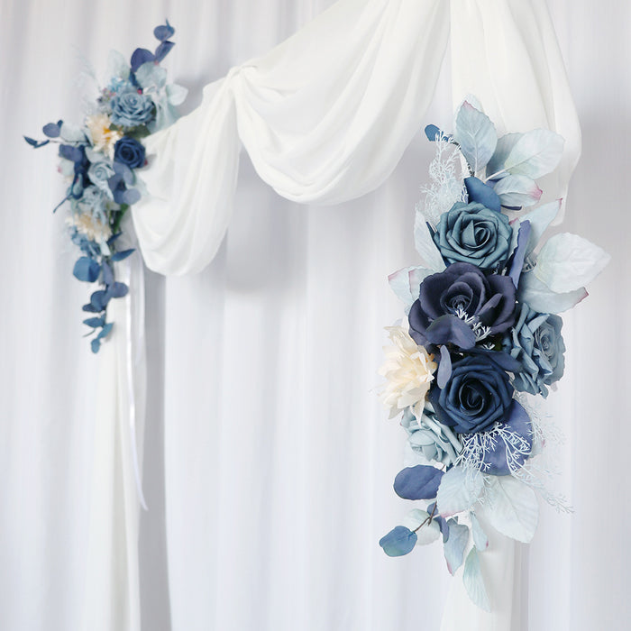 Paquete a granel de 2 flores artificiales, kit de flores de arco de boda con botín azul, venta al por mayor