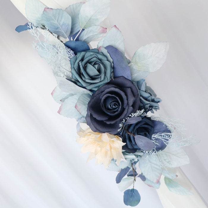 Paquete a granel de 2 flores artificiales, kit de flores de arco de boda con botín azul, venta al por mayor