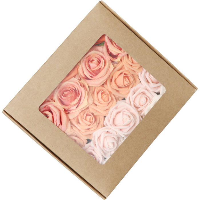 Bulk Champagne Mixed Rose Real Touch Artificial Flowers Box with Stems Wholesale