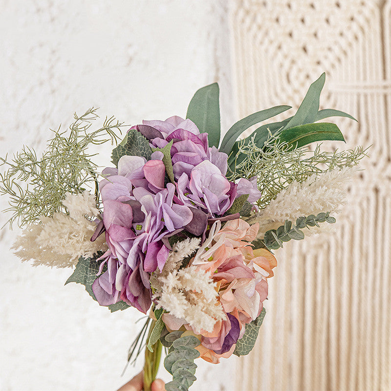 Bouquets de fleurs artificielles en vrac Arrangement de fleurs mixtes d'hortensias en gros 