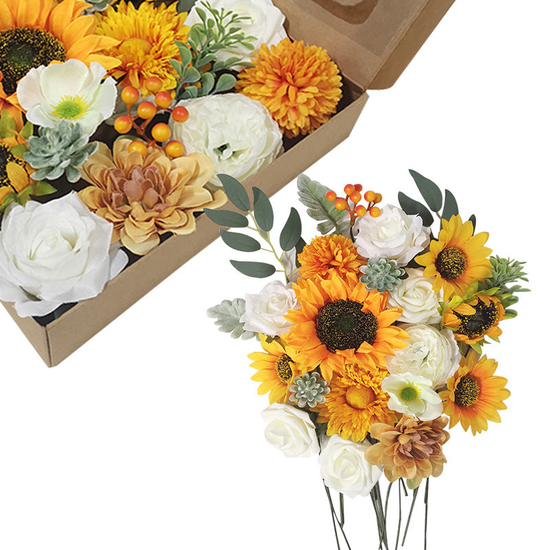 Coffret de fleurs artificielles en vrac pour bouquets de mariage, décorations pour fêtes de mariage, vente en gros 
