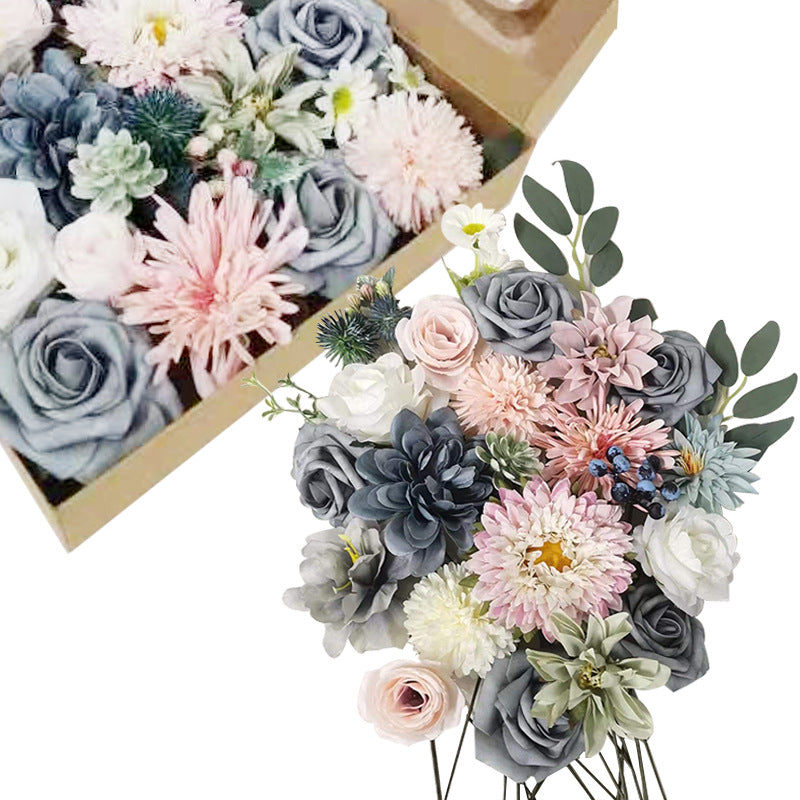 Coffret de fleurs artificielles en vrac pour bouquets de mariage, décorations pour fêtes de mariage, vente en gros 