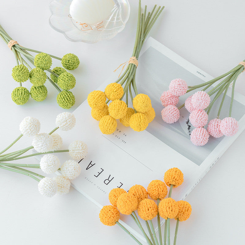 Bulk Artificial Ball Flowers Bouquet Craspedia Billy Mustard Yellow Artificial Flowers Wholesale