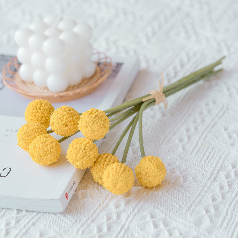 Bulk Artificial Ball Flowers Bouquet Craspedia Billy Mustard Yellow Artificial Flowers Wholesale