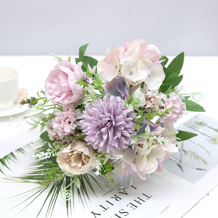 Flores artificiales a granel de 12 ", ramo de peonía falso, flores de Hortensia de seda, venta al por mayor