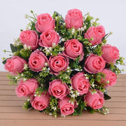 1 Bush 14 Inch Faux Flowers Rose Buds Bouquet - Artificialmerch
