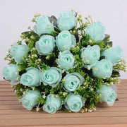 1 Bush 14 Inch Faux Flowers Rose Buds Bouquet - Artificialmerch