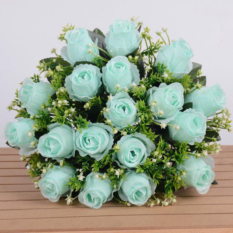 1 Bush 14 Inch Faux Flowers Rose Buds Bouquet - Artificialmerch