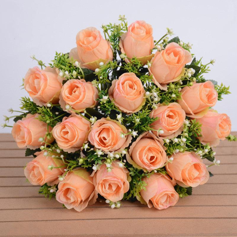 1 Bush 14 Inch Faux Flowers Rose Buds Bouquet - Artificialmerch