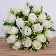 1 Bush 14 Inch Faux Flowers Rose Buds Bouquet - Artificialmerch