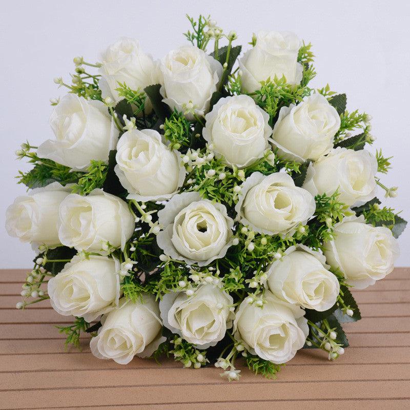 1 Bush 14 Inch Faux Flowers Rose Buds Bouquet - Artificialmerch