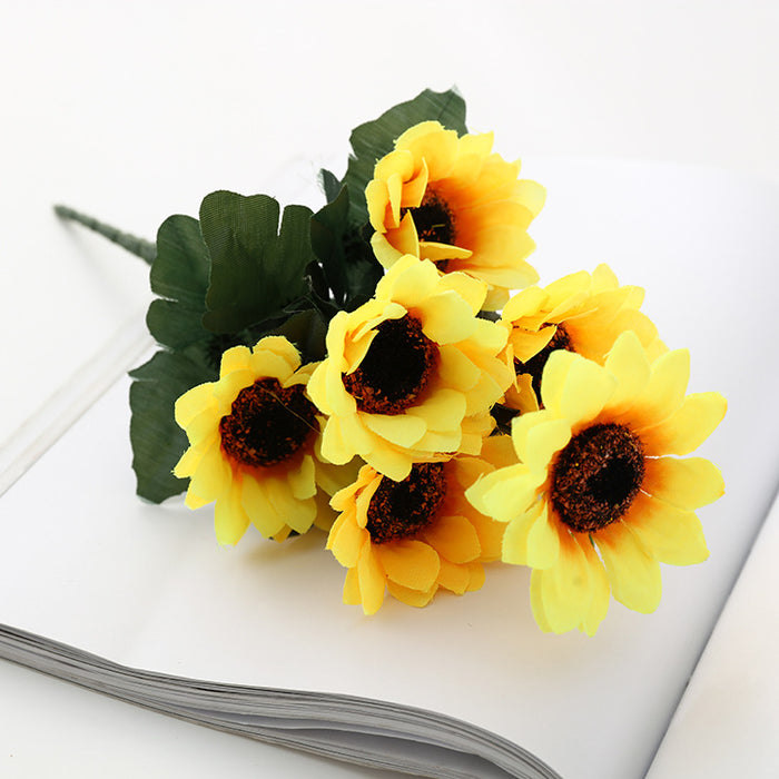 Bulk Clearance Artificial Sunflowers Bouquets Silk Sunflowers Decor with Stems Flowers Arrangements for Wedding Home Wholesale