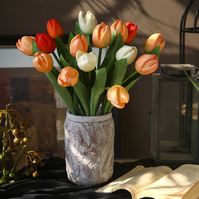 Venta al por mayor de flores artificiales de tallos de tulipán Real Touch de 18 "a granel