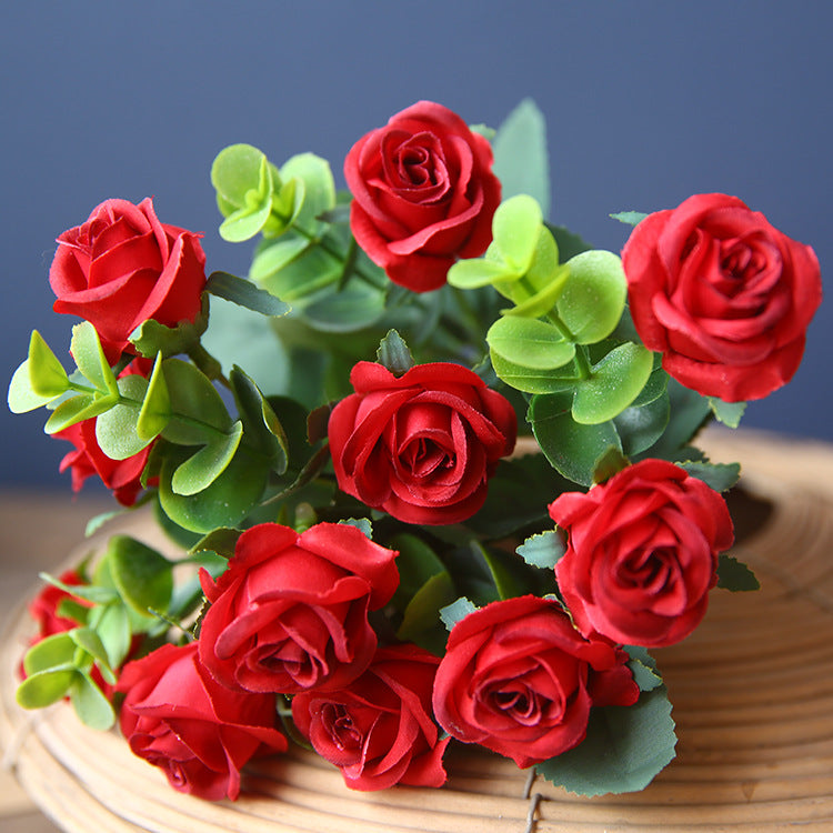 2025 Upgraded Miniature Roses Bouquet Bush Artificial Silk Flowers Wholesale