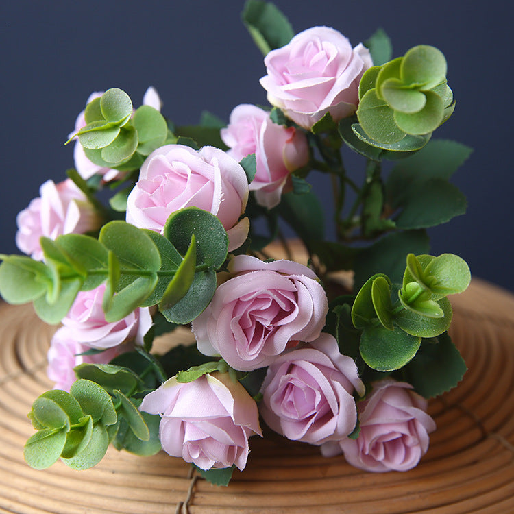 2025 Upgraded Miniature Roses Bouquet Bush Artificial Silk Flowers Wholesale