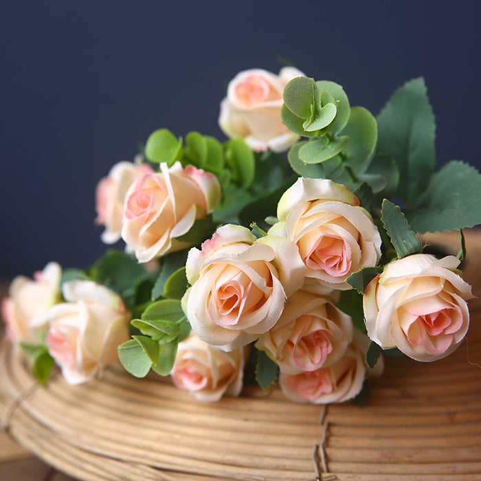 24/72pcs Mini Silk Stamen Artificial Rose Flowers Bouquet Wedding