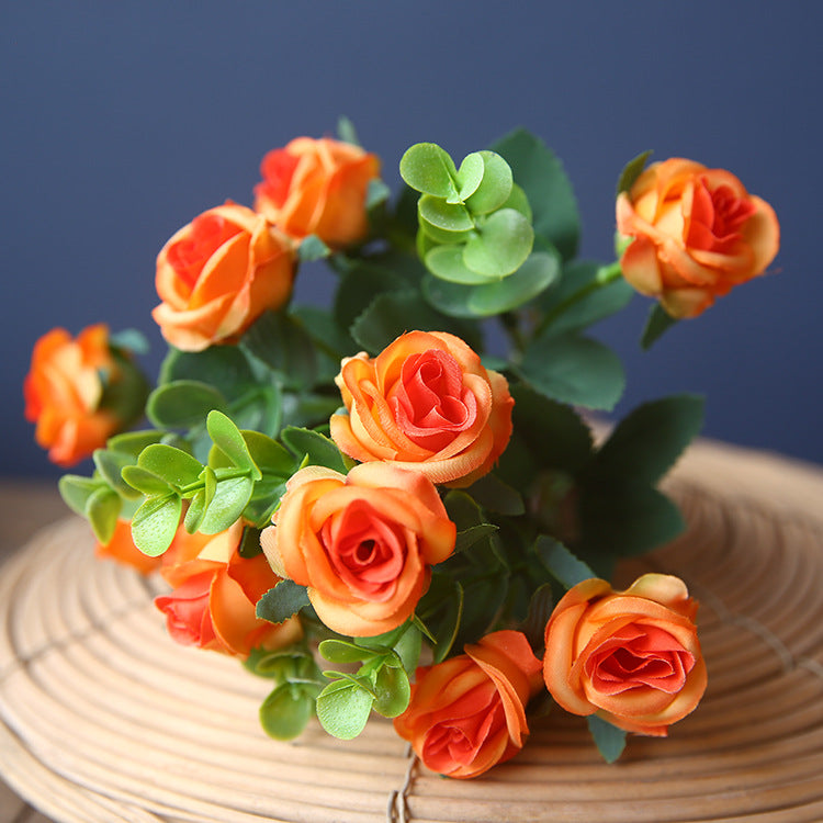 2025 Upgraded Miniature Roses Bouquet Bush Artificial Silk Flowers Wholesale