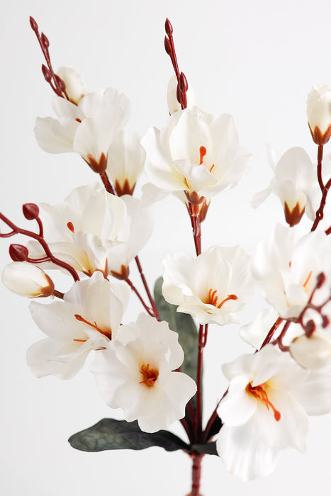 Venta al por mayor de flores artificiales de Magnolias Bush a granel de 17 "