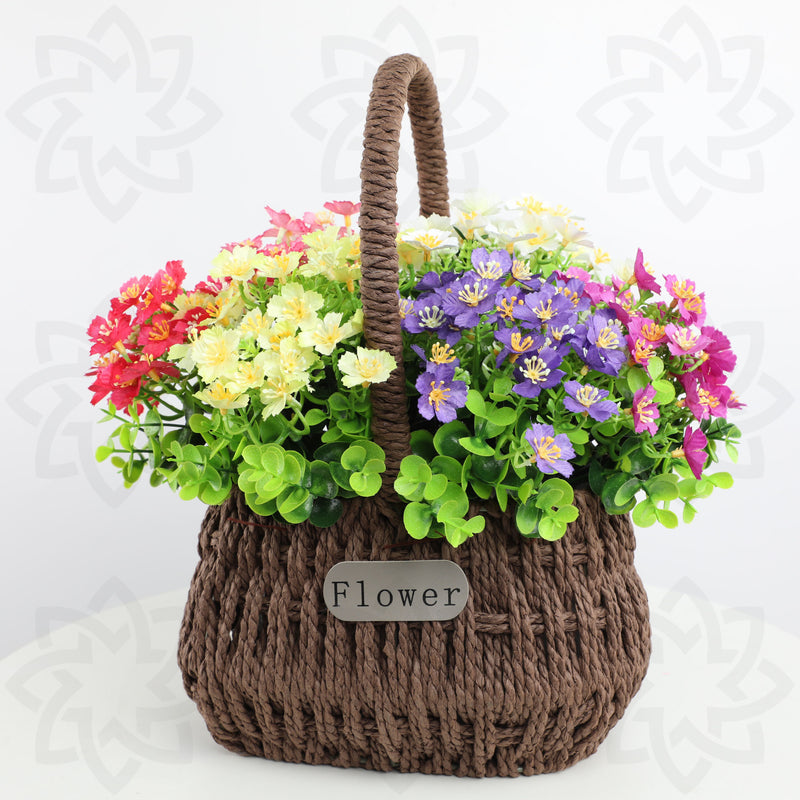 Flores artificiales a granel de 10 ", Oxalis para exteriores, resistentes a los rayos UV, plantas falsas para exteriores, venta al por mayor 