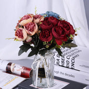 1 Bush 11 Inch Artificial Flowers Austin Rose Bouquet - Artificialmerch